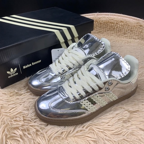 adidas Shoes - Adidas x Wales Bonner Samba Silver Metallic Sneakers